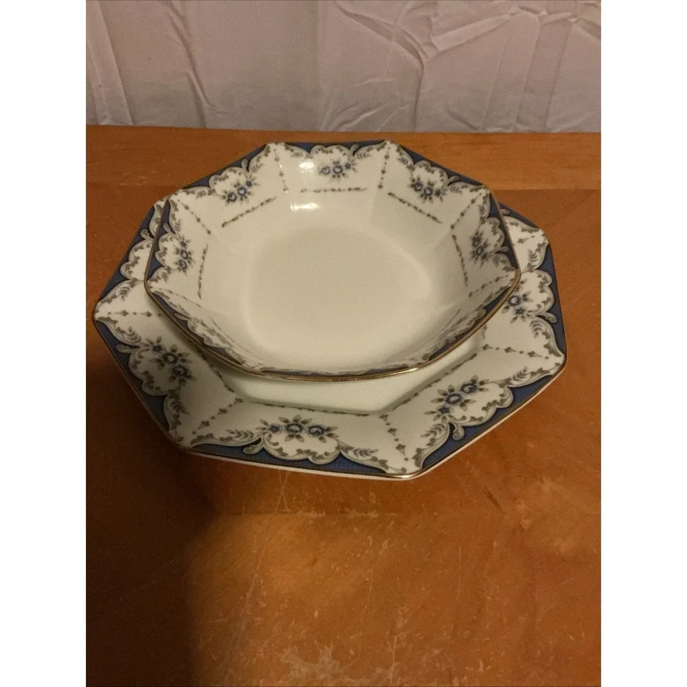 Seizan Fine China Mood Indigo 7936 Serving Bowl And Plate, Retired